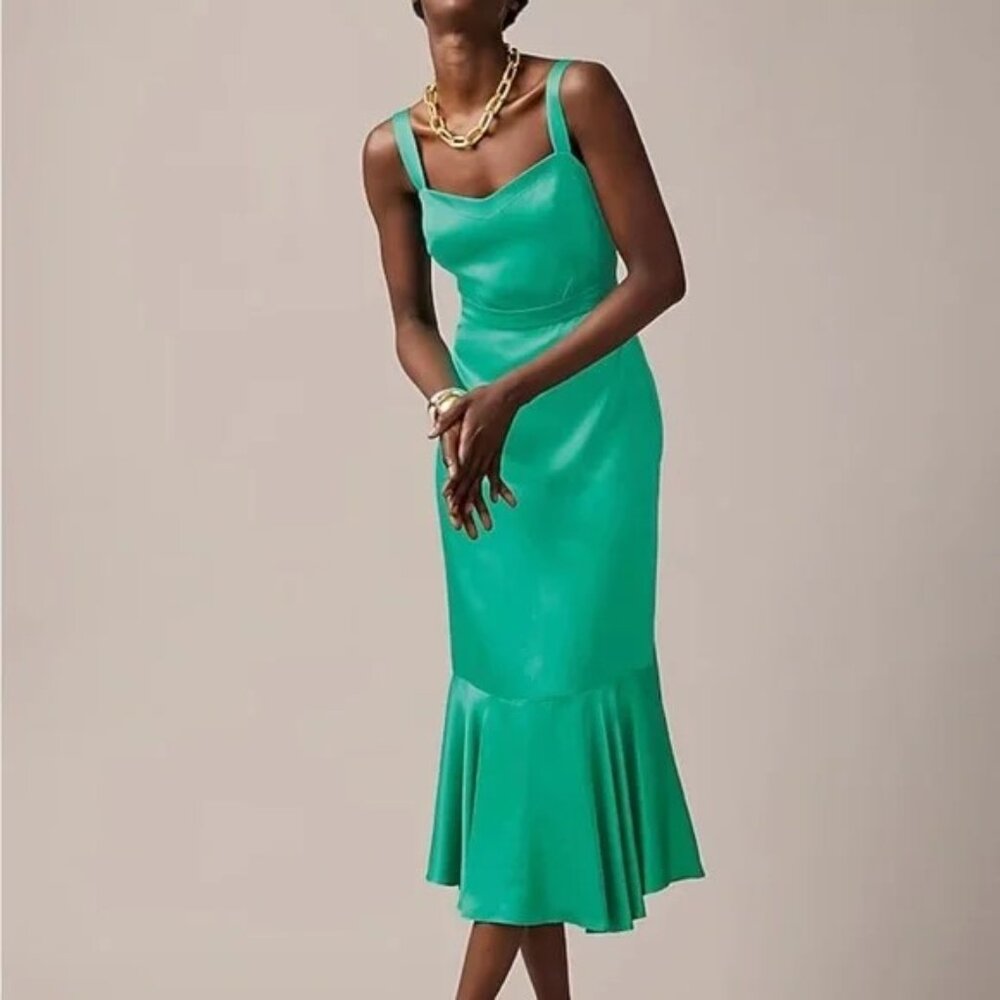 J.Crew Collection Emerald Fitted Flare Hem Dress, Size 14 NWT